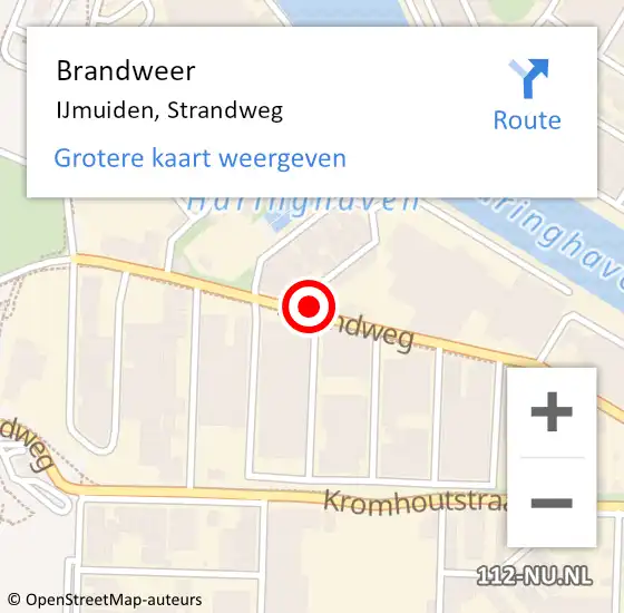 Locatie op kaart van de 112 melding: Brandweer IJmuiden, Strandweg op 29 januari 2024 09:40