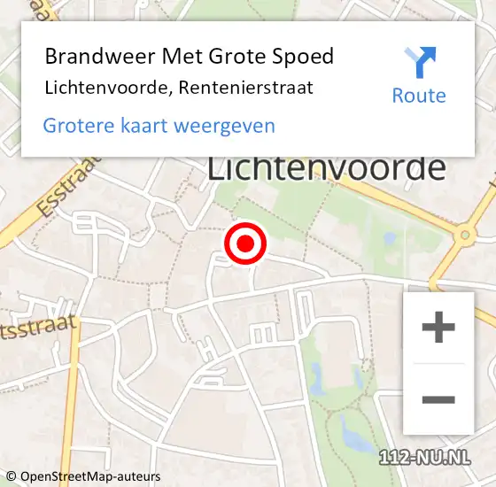 Locatie op kaart van de 112 melding: Brandweer Met Grote Spoed Naar Lichtenvoorde, Rentenierstraat op 29 januari 2024 09:42