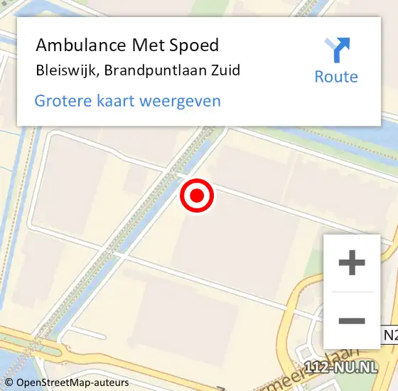 Locatie op kaart van de 112 melding: Ambulance Met Spoed Naar Bleiswijk, Brandpuntlaan Zuid op 29 januari 2024 09:46