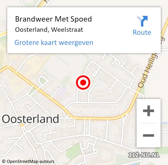 Locatie op kaart van de 112 melding: Brandweer Met Spoed Naar Oosterland, Weelstraat op 29 januari 2024 10:00