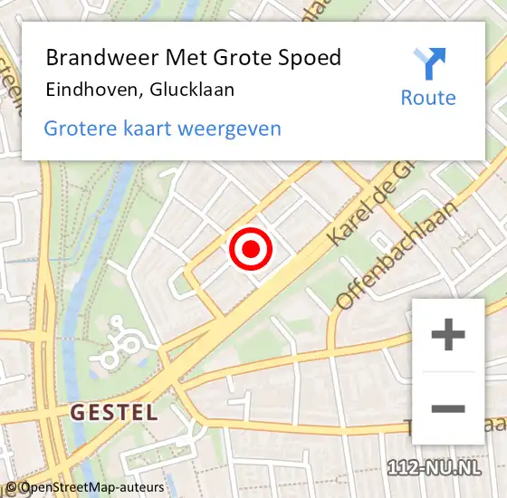 Locatie op kaart van de 112 melding: Brandweer Met Grote Spoed Naar Eindhoven, Glucklaan op 29 januari 2024 10:19