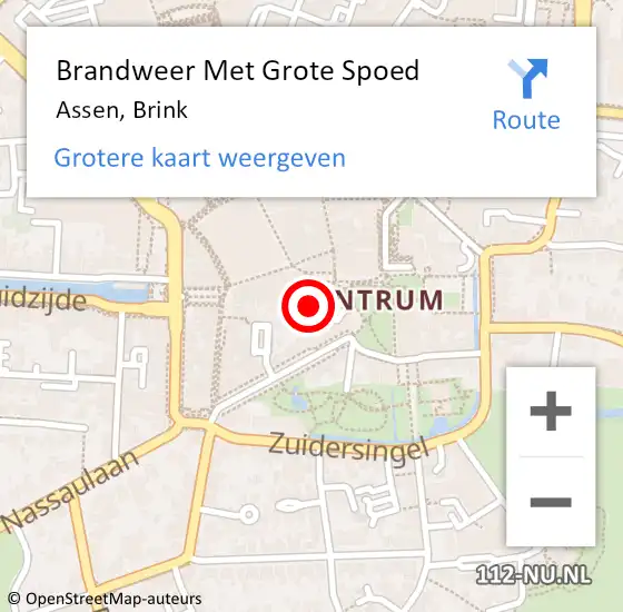 Locatie op kaart van de 112 melding: Brandweer Met Grote Spoed Naar Assen, Brink op 29 januari 2024 10:21