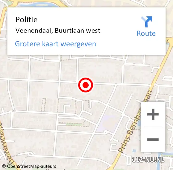 Locatie op kaart van de 112 melding: Politie Veenendaal, Buurtlaan west op 29 januari 2024 10:42