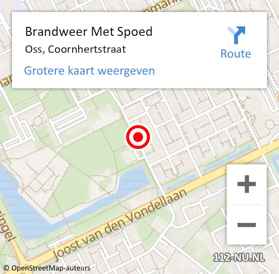 Locatie op kaart van de 112 melding: Brandweer Met Spoed Naar Oss, Coornhertstraat op 29 januari 2024 10:44