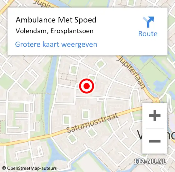 Locatie op kaart van de 112 melding: Ambulance Met Spoed Naar Volendam, Erosplantsoen op 29 januari 2024 10:47