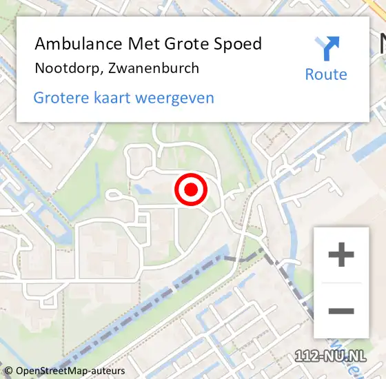 Locatie op kaart van de 112 melding: Ambulance Met Grote Spoed Naar Nootdorp, Zwanenburch op 29 januari 2024 10:50