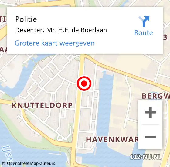 Locatie op kaart van de 112 melding: Politie Deventer, Mr. H.F. de Boerlaan op 29 januari 2024 11:01