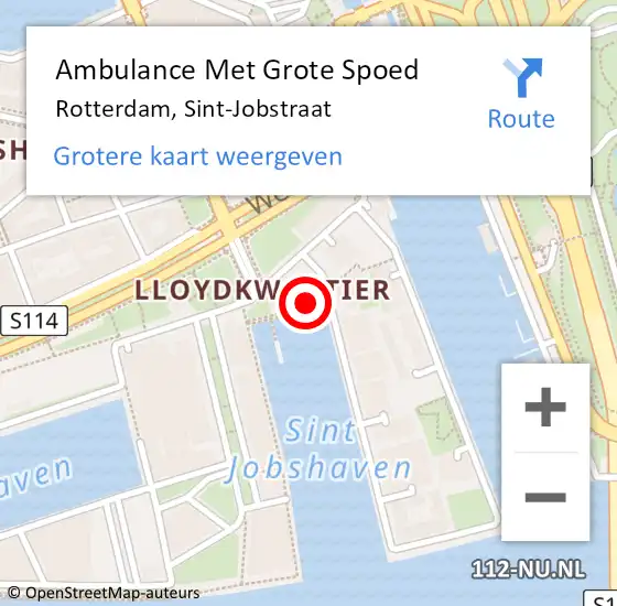 Locatie op kaart van de 112 melding: Ambulance Met Grote Spoed Naar Rotterdam, Sint-Jobstraat op 29 januari 2024 11:01