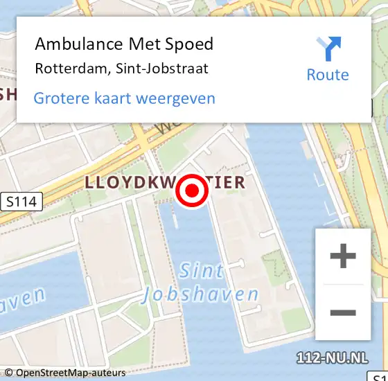 Locatie op kaart van de 112 melding: Ambulance Met Spoed Naar Rotterdam, Sint-Jobstraat op 29 januari 2024 11:05