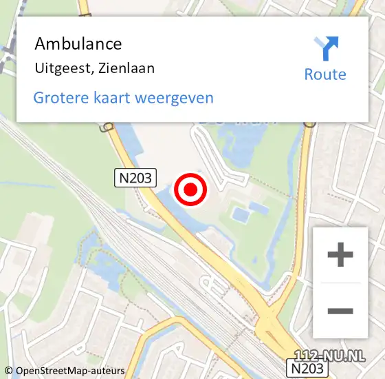 Locatie op kaart van de 112 melding: Ambulance Uitgeest, Zienlaan op 29 januari 2024 11:20