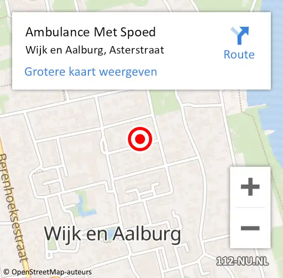 Locatie op kaart van de 112 melding: Ambulance Met Spoed Naar Wijk en Aalburg, Asterstraat op 23 september 2014 21:34