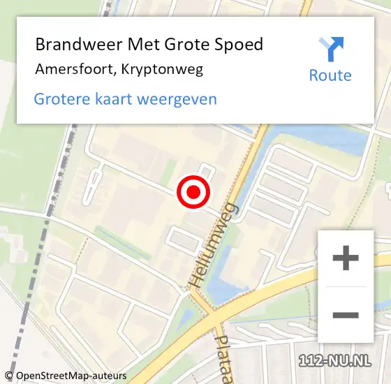 Locatie op kaart van de 112 melding: Brandweer Met Grote Spoed Naar Amersfoort, Kryptonweg op 29 januari 2024 11:34