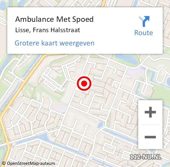 Locatie op kaart van de 112 melding: Ambulance Met Spoed Naar Lisse, Frans Halsstraat op 29 januari 2024 11:35