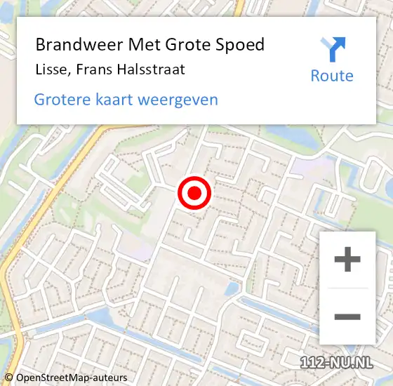 Locatie op kaart van de 112 melding: Brandweer Met Grote Spoed Naar Lisse, Frans Halsstraat op 29 januari 2024 12:07