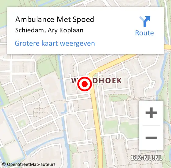 Locatie op kaart van de 112 melding: Ambulance Met Spoed Naar Schiedam, Ary Koplaan op 29 januari 2024 12:13