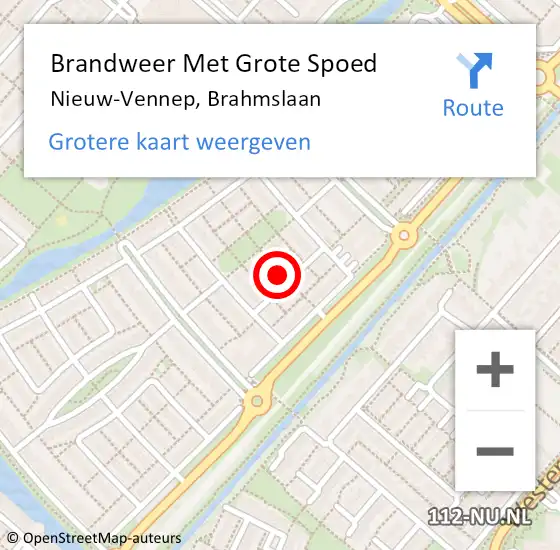 Locatie op kaart van de 112 melding: Brandweer Met Grote Spoed Naar Nieuw-Vennep, Brahmslaan op 29 januari 2024 12:27