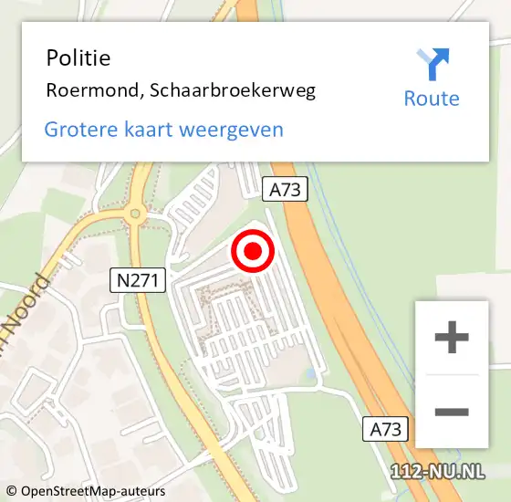 Locatie op kaart van de 112 melding: Politie Roermond, Schaarbroekerweg op 29 januari 2024 12:37