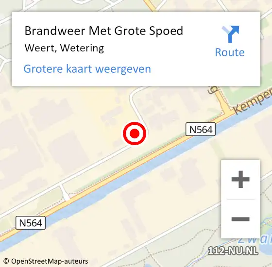 Locatie op kaart van de 112 melding: Brandweer Met Grote Spoed Naar Weert, Wetering op 29 januari 2024 12:47