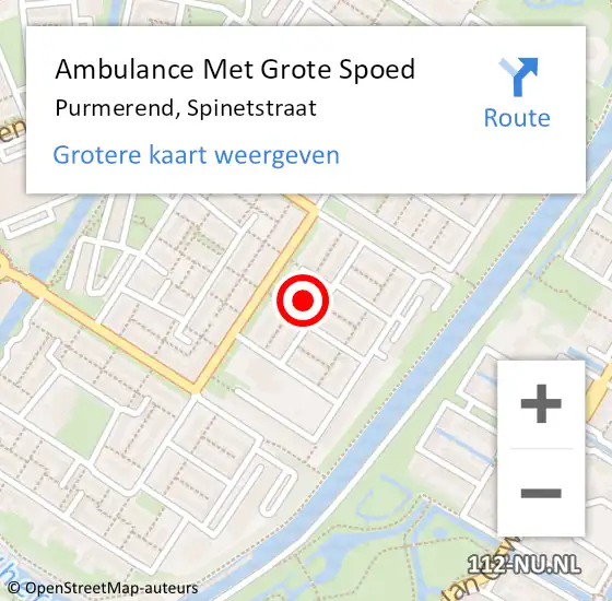 Locatie op kaart van de 112 melding: Ambulance Met Grote Spoed Naar Purmerend, Spinetstraat op 29 januari 2024 12:47