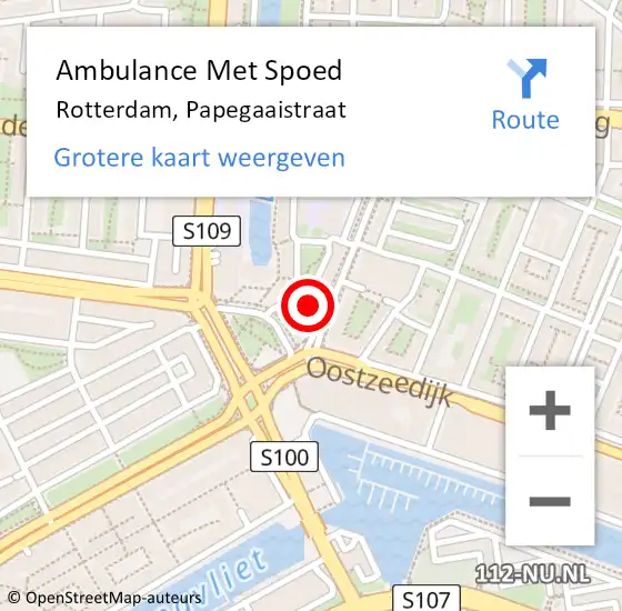 Locatie op kaart van de 112 melding: Ambulance Met Spoed Naar Rotterdam, Papegaaistraat op 29 januari 2024 12:50