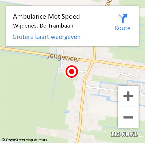 Locatie op kaart van de 112 melding: Ambulance Met Spoed Naar Wijdenes, De Trambaan op 29 januari 2024 13:07