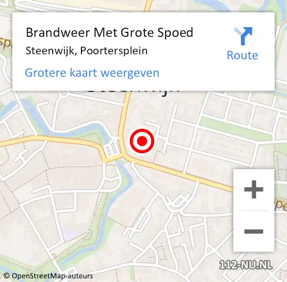 Locatie op kaart van de 112 melding: Brandweer Met Grote Spoed Naar Steenwijk, Poortersplein op 29 januari 2024 13:28