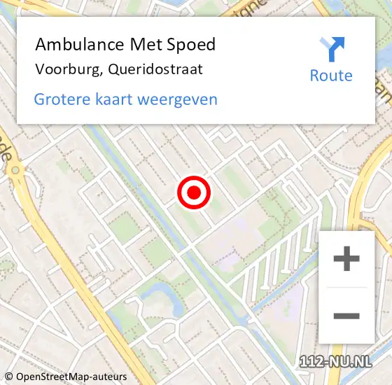 Locatie op kaart van de 112 melding: Ambulance Met Spoed Naar Voorburg, Queridostraat op 29 januari 2024 14:02