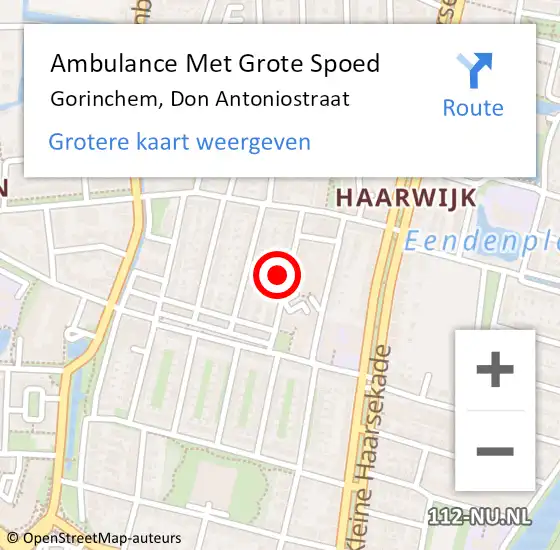 Locatie op kaart van de 112 melding: Ambulance Met Grote Spoed Naar Gorinchem, Don Antoniostraat op 29 januari 2024 14:03