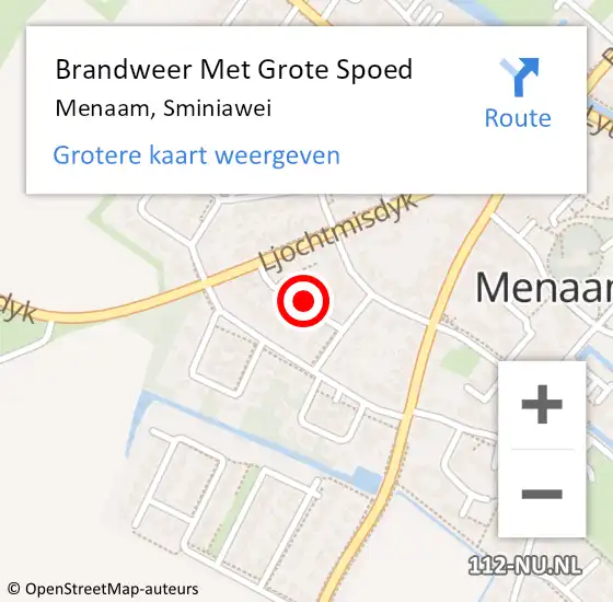 Locatie op kaart van de 112 melding: Brandweer Met Grote Spoed Naar Menaam, Sminiawei op 29 januari 2024 14:23