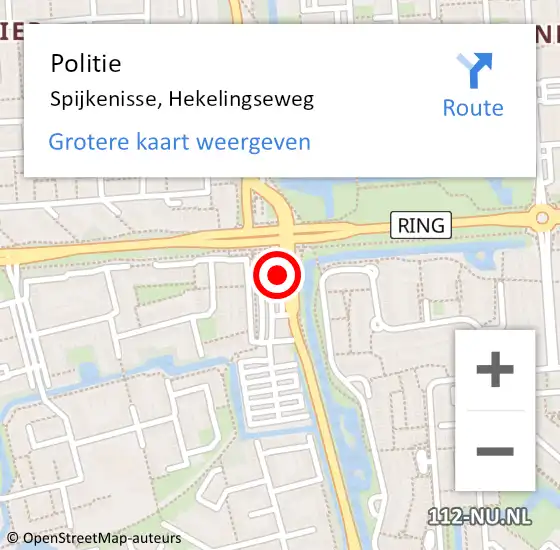 Locatie op kaart van de 112 melding: Politie Spijkenisse, Hekelingseweg op 29 januari 2024 14:44