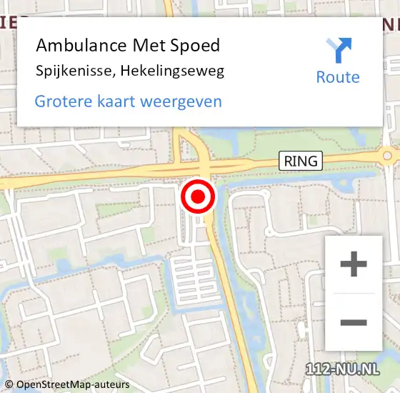 Locatie op kaart van de 112 melding: Ambulance Met Spoed Naar Spijkenisse, Hekelingseweg op 29 januari 2024 14:54