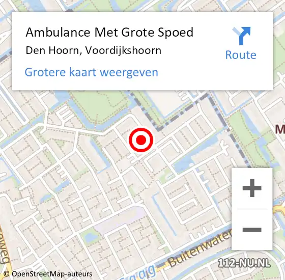 Locatie op kaart van de 112 melding: Ambulance Met Grote Spoed Naar Den Hoorn, Voordijkshoorn op 29 januari 2024 14:59