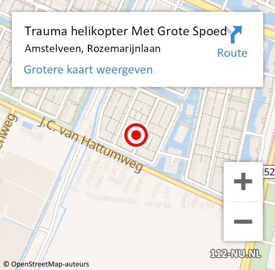 Locatie op kaart van de 112 melding: Trauma helikopter Met Grote Spoed Naar Amstelveen, Rozemarijnlaan op 29 januari 2024 15:00