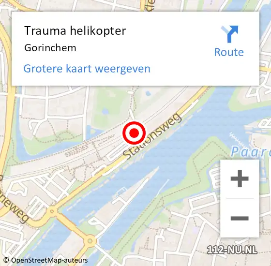 Locatie op kaart van de 112 melding: Trauma helikopter Gorinchem op 29 januari 2024 15:14