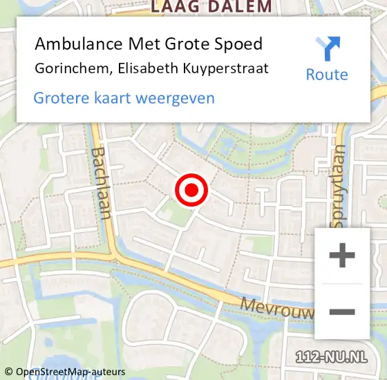 Locatie op kaart van de 112 melding: Ambulance Met Grote Spoed Naar Gorinchem, Elisabeth Kuyperstraat op 29 januari 2024 15:22