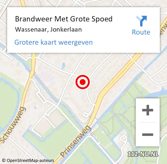 Locatie op kaart van de 112 melding: Brandweer Met Grote Spoed Naar Wassenaar, Jonkerlaan op 29 januari 2024 15:39