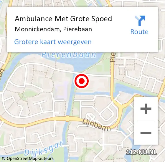 Locatie op kaart van de 112 melding: Ambulance Met Grote Spoed Naar Monnickendam, Pierebaan op 29 januari 2024 15:43
