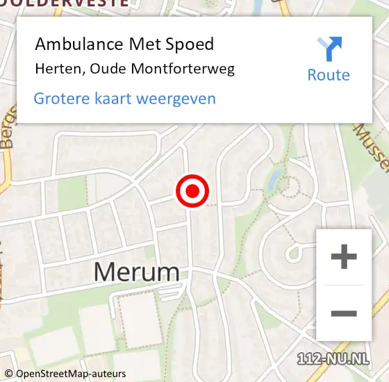 Locatie op kaart van de 112 melding: Ambulance Met Spoed Naar Herten, Oude Montforterweg op 23 september 2014 22:23