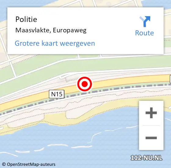 Locatie op kaart van de 112 melding: Politie Maasvlakte, Europaweg op 29 januari 2024 16:00