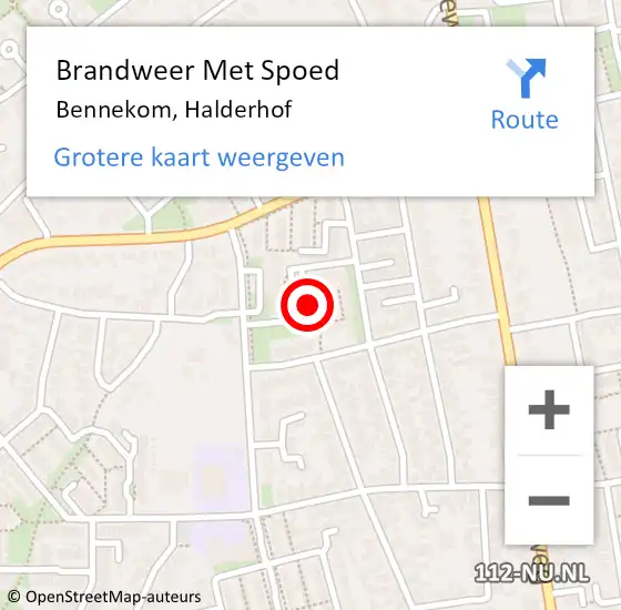 Locatie op kaart van de 112 melding: Brandweer Met Spoed Naar Bennekom, Halderhof op 29 januari 2024 16:01