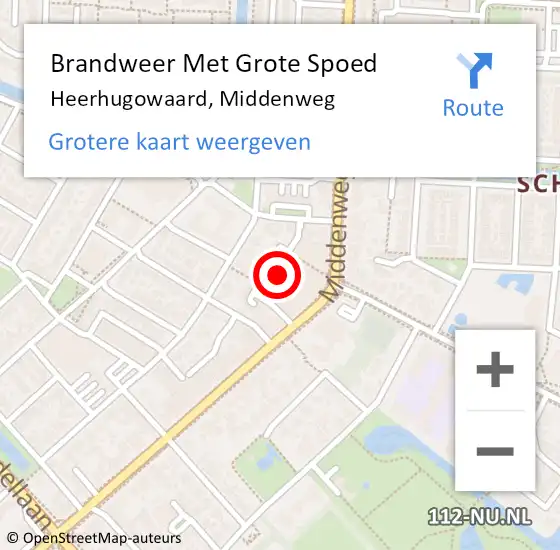 Locatie op kaart van de 112 melding: Brandweer Met Grote Spoed Naar Heerhugowaard, Middenweg op 29 januari 2024 16:02