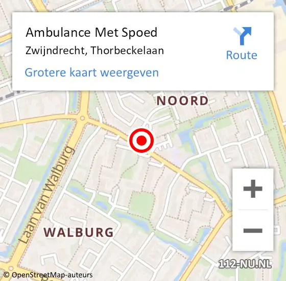 Locatie op kaart van de 112 melding: Ambulance Met Spoed Naar Zwijndrecht, Thorbeckelaan op 29 januari 2024 16:13