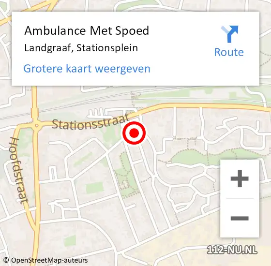 Locatie op kaart van de 112 melding: Ambulance Met Spoed Naar Landgraaf, Stationsplein op 23 september 2014 22:30