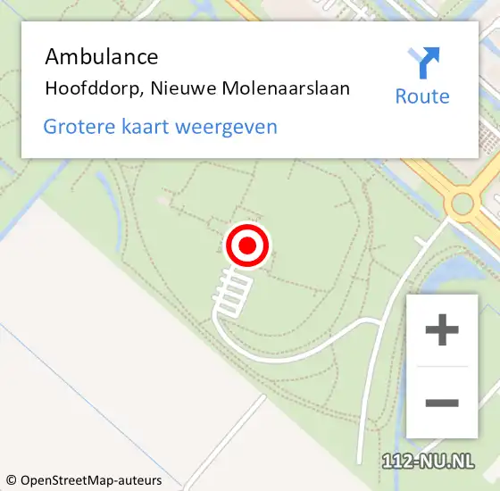 Locatie op kaart van de 112 melding: Ambulance Hoofddorp, Nieuwe Molenaarslaan op 29 januari 2024 16:37