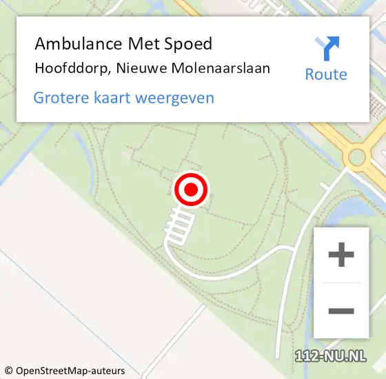 Locatie op kaart van de 112 melding: Ambulance Met Spoed Naar Hoofddorp, Nieuwe Molenaarslaan op 29 januari 2024 16:40