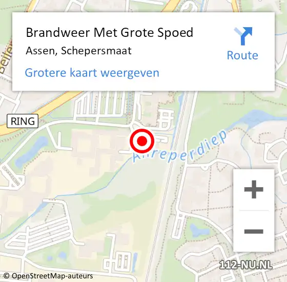 Locatie op kaart van de 112 melding: Brandweer Met Grote Spoed Naar Assen, Schepersmaat op 29 januari 2024 16:41