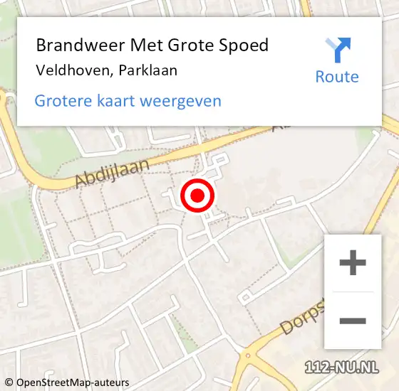 Locatie op kaart van de 112 melding: Brandweer Met Grote Spoed Naar Veldhoven, Parklaan op 29 januari 2024 16:42