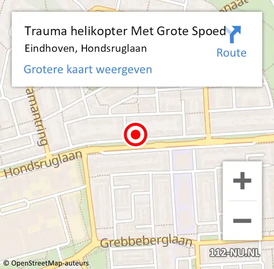 Locatie op kaart van de 112 melding: Trauma helikopter Met Grote Spoed Naar Eindhoven, Hondsruglaan op 29 januari 2024 16:47