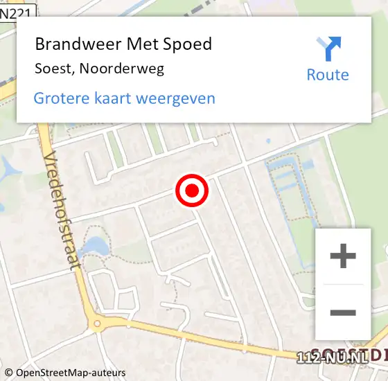 Locatie op kaart van de 112 melding: Brandweer Met Spoed Naar Soest, Noorderweg op 29 januari 2024 16:55