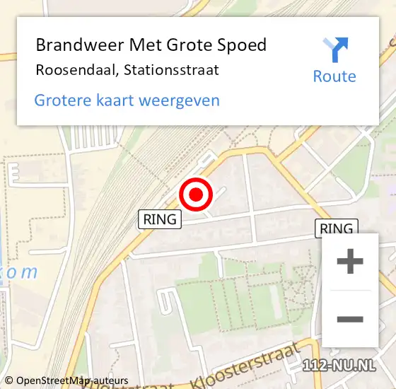 Locatie op kaart van de 112 melding: Brandweer Met Grote Spoed Naar Roosendaal, Stationsstraat op 29 januari 2024 16:56